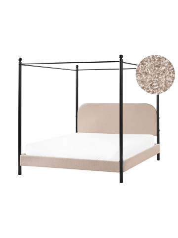 Beliani Himmelbett DANNEMOIS in Beige/Schwarz - (W) 170 x (H) 180 x (L) 211 cm