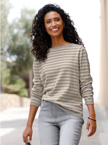 Heine Ringel-Pullover in steingrau-sand-geringelt