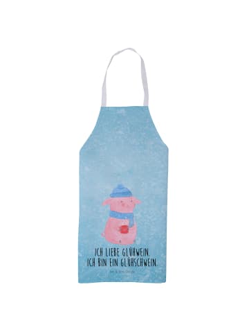 Mr. & Mrs. Panda Küchenschürze Schwein Glühwein mit Spruch in Eisblau
