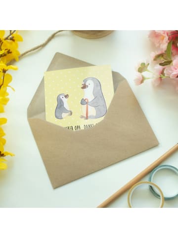 Mr. & Mrs. Panda Grußkarte Pinguin Opa Enkel mit Spruch in Gelb Pastell