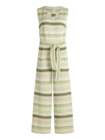 CARTOON Jumpsuit mit Bindegürtel in Green/Rosé