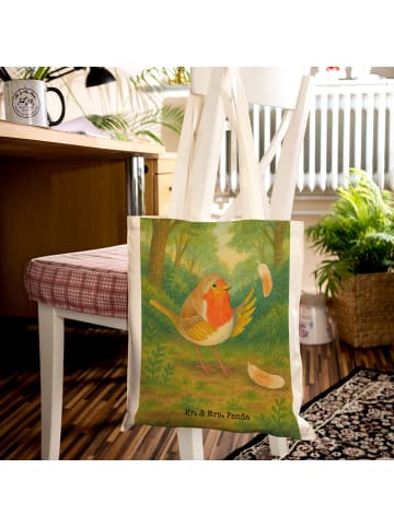 Mr. & Mrs. Panda Beutel Rotkehlchen Federn Design ohne Spruch in Weiß