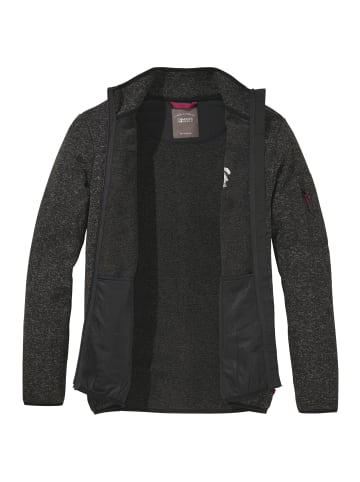 Man's World Strickfleecejacke in schwarz meliert