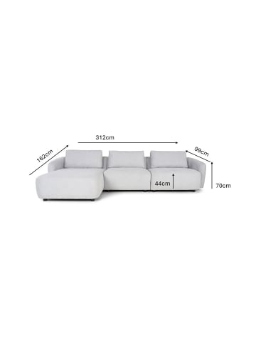 ebuy24 Sofa Bergen Hellgrau 162 x 312 cm