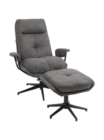 HOMCOM Relaxsessel mit Hocker in Dunkelgrau 78L x 91B x 103,5H cm
