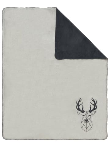 Erwin Müller Jacquard, Baumwollmischung Wohndecke Hirsch in hellgrau/dunkelgrau