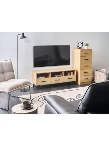 Beliani Kommode KITIMAT in Braun/Schwarz - (W) 40 x (H) 105 x (L) 40 cm