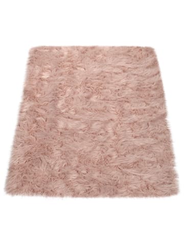 Hochflor Teppich Shaggy waschmaschinenwaschbar Einfarbig in Rosa