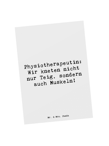 Mr. & Mrs. Panda Postkarte Spruch Physiotherapeutin Humor mit Sp... in Weiß