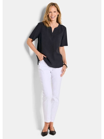 GOLDNER Seersuckerbluse Blusenshirt mit feiner Streifenstruktur in schwarz