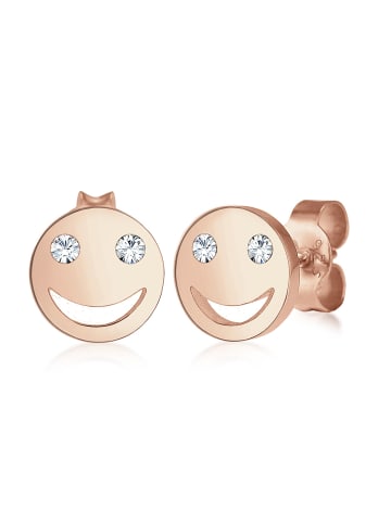 Elli Ohrringe 925 Sterling Silber mit Smiling Face in Rosegold