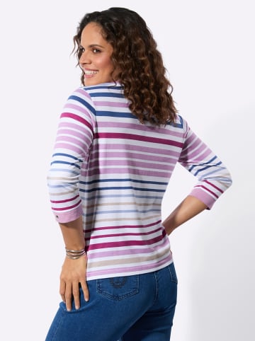 WITT WEIDEN Poloshirt in orchidee-weiß-geringelt