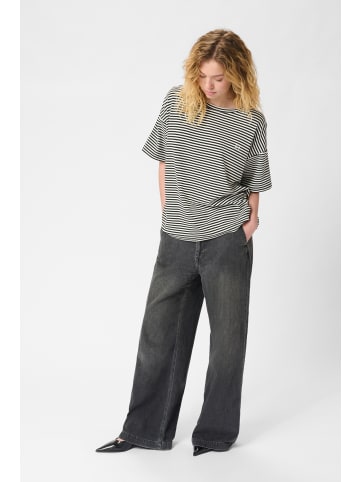 My Essential Wardrobe T-shirt DanaMW Baggy fit in Black W. Off White Stripe