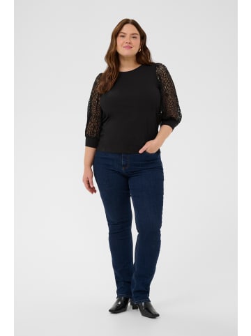 KAFFE curve Langarm-Shirt KCbella Tight fit in Black Deep