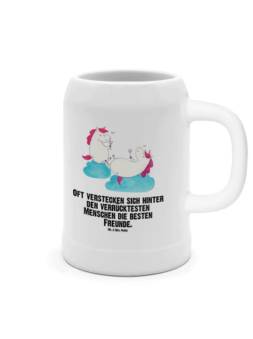 Mr. & Mrs. Panda Keramikkrug Einhorn Sekt mit Spruch in Weiß