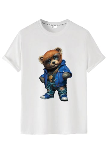 RMK T-Shirt CoolerTeddybär WEISS-Blau