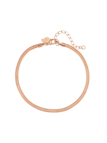 Hey Happiness Vergold. Fußkette Schlangenkette Edelstahl in Rosegold - (L) 21 cm