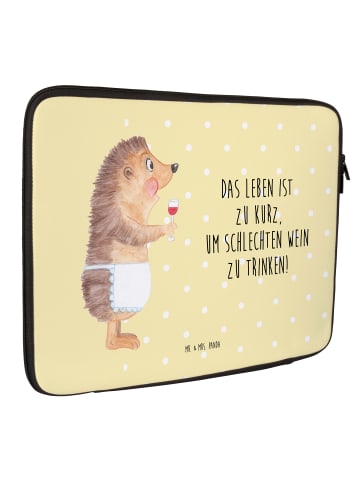 Mr. & Mrs. Panda Notebook Tasche Igel Wein mit Spruch in Gelb Pastell