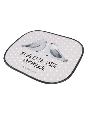 Mr. & Mrs. Panda Sonnenschutz Auto Turteltauben Liebe mit Spruch in Grau Pastell