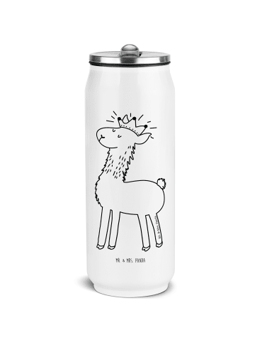 Mr. & Mrs. Panda Trinkflasche Lama König ohne Spruch in Weiß