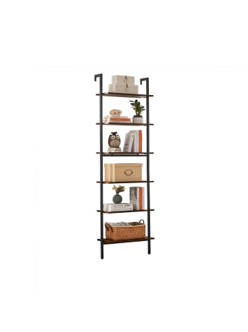 VASAGLE Wandregal Barnet in Vintagebraun-Schwarz - (B)30 x (H)204.8 x (T)60 cm