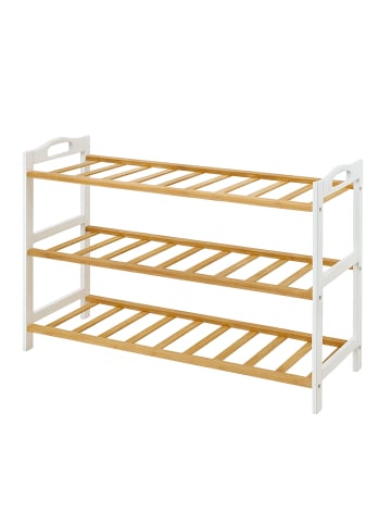 relaxdays Schuhregal in Braun/ Weiß - (B)70 x (H)48 x (T)25 cm