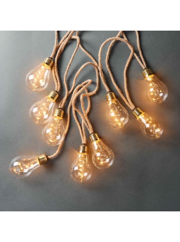 Butlers LED-Lichterkette 10 Lichter mit Naturseil & USB-Batteriefach BULB LIGHTS in Natur
