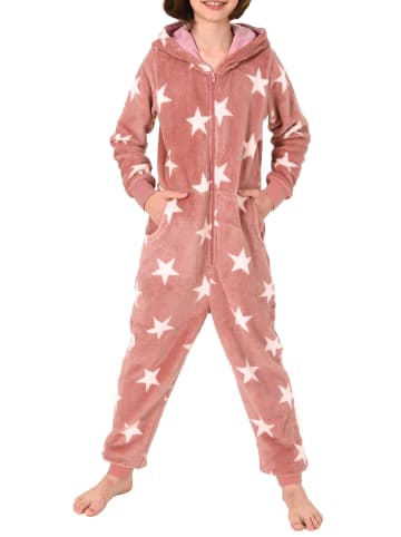 NORMANN Jumpsuit Overall Schlafanzug Pyjama langarm Sternen - 50890 in rose