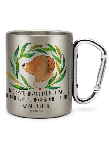 Mr. & Mrs. Panda Tasse Hund Blumen mit Spruch in Silber