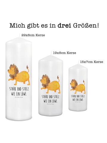 Mr. & Mrs. Panda Stumpenkerze Sternzeichen Löwe mit Spruch in Weiß