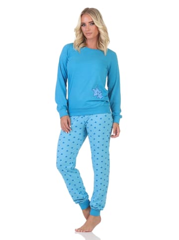 NORMANN Schlafanzug Pyjama langarm Sterne Optik - 88751 in blau