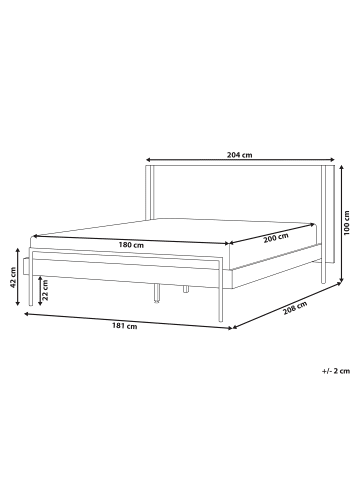 Beliani Doppelbett LIBERMONT in Braun/Schwarz - (W) 204 x (H) 100 x (L) 208 cm