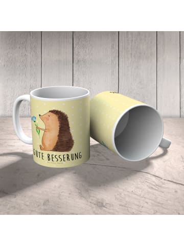 Mr. & Mrs. Panda Haferl Igel Blumen mit Spruch in Gelb Pastell