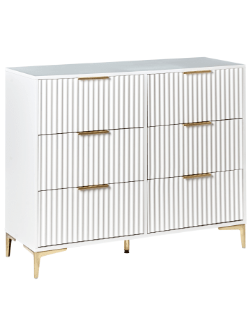 Beliani Kommode WALCOTT in Weiß/Gold - (W) 108 x (H) 89 x (L) 40 cm