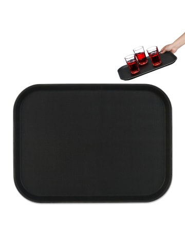 relaxdays 10 x Serviertablett in Schwarz - (B)41 x (T)30 cm
