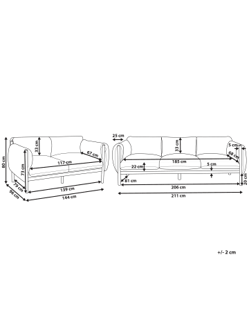Beliani 2-tlg Sitzgruppe ESPERIA in Grau/Schwarz