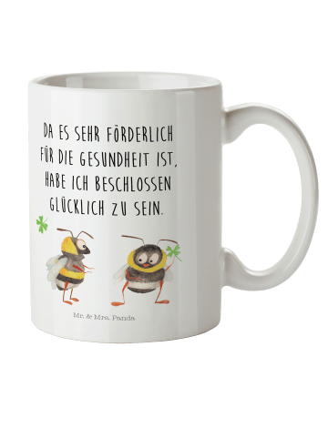 Mr. & Mrs. Panda Kindertasse Hummeln Kleeblatt mit Spruch in Weiß