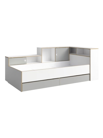 Feldmann-Wohnen Funktionsbett Pinio weiß, lichtgrau 231,5 / 125,5 / 88,5cm