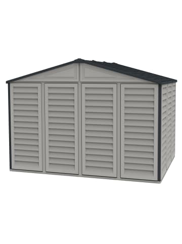 VCM  Kunststoff Gerätehaus 325x247 Gartenhaus Drehtüren in Braun