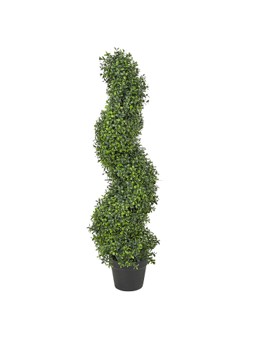 Beliani Kunstpflanze BUXUS SPIRAL TREE in Grün/Schwarz - (W) 30 x (H) 98 x (L) 30 cm