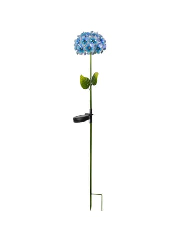 STAR Trading LED Solar Gartenstecker Blume Hortensie in blau - H: 77cm