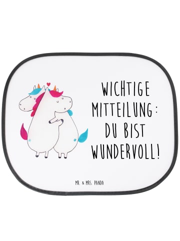 Mr. & Mrs. Panda Sonnenschutz Auto Einhorn Mitteilung mit Spruch in Weiß