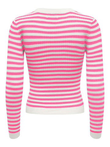 JACQUELINE de YONG Dünnes Rippstrick Langarm Shirt Basic Longsleeve JDYPLUM in Weiß-2