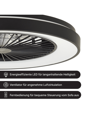 Brilliant LED-Deckenlampe mit Ventilator – Dimmbar, RGB & CCT Licht, Ø 48,5 cm