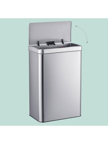 relaxdays Mülleimer mit Sensor in Silber - 50 Liter
