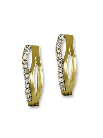 GoldDream Echtgold, 333er Gelbgold Damen Creolen Wellen Ohrring ca. 13mm