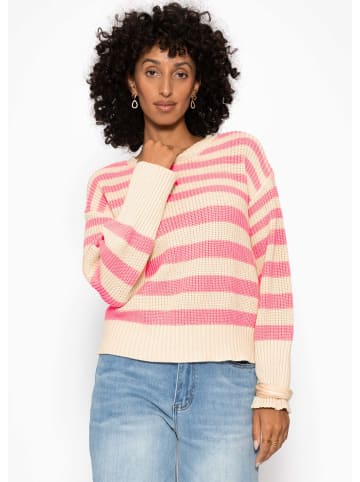 SASSYCLASSY Gestreifter Baumwoll-Pullover in Rosa