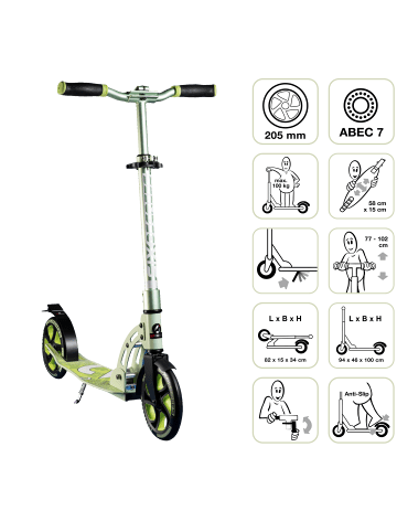 SIX DEGREES Aluminium Scooter 205 mm in lime dream