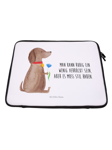 Mr. & Mrs. Panda Notebook Tasche Hund Blume mit Spruch in Weiß