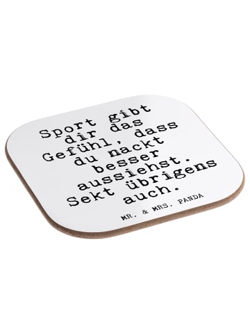Mr. & Mrs. Panda Bierdeckel Sport gibt dir das... mit Spruch in Weiß